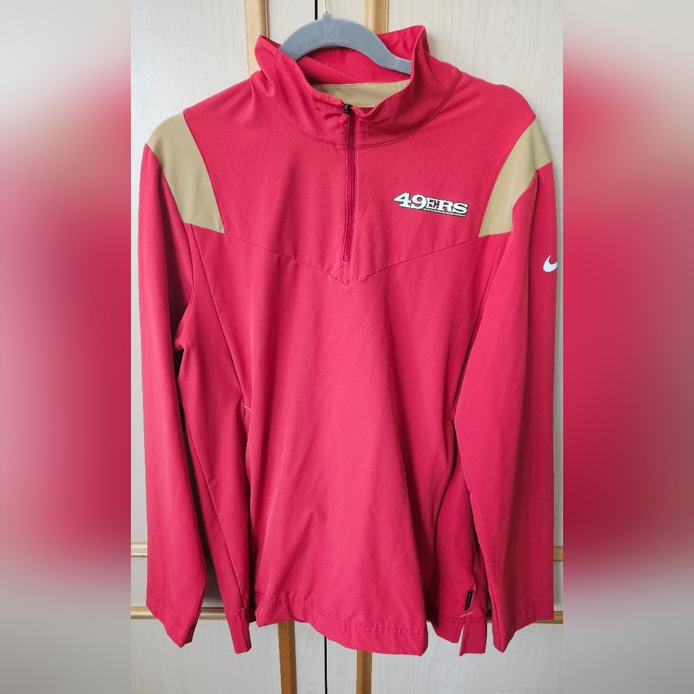 San Francisco 49ers Jacket Mens Red Quarter Zip Nike On Field Windbreaker